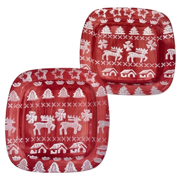 La Gioconda of Italy Reindeer Heads Centerpiece Holiday Serving Trays